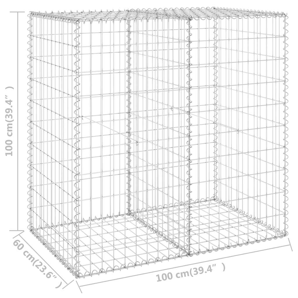 Συρματοκιβώτιο Τοίχος 100x60x100 εκ. Γαλβαν.Χάλυβας + Καλύμματα - PAKOBAZAAR