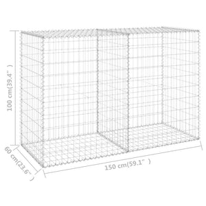 Συρματοκιβώτιο Τοίχος 150x60x100 εκ. Γαλβαν.Χάλυβας + Καλύμματα - PAKOBAZAAR