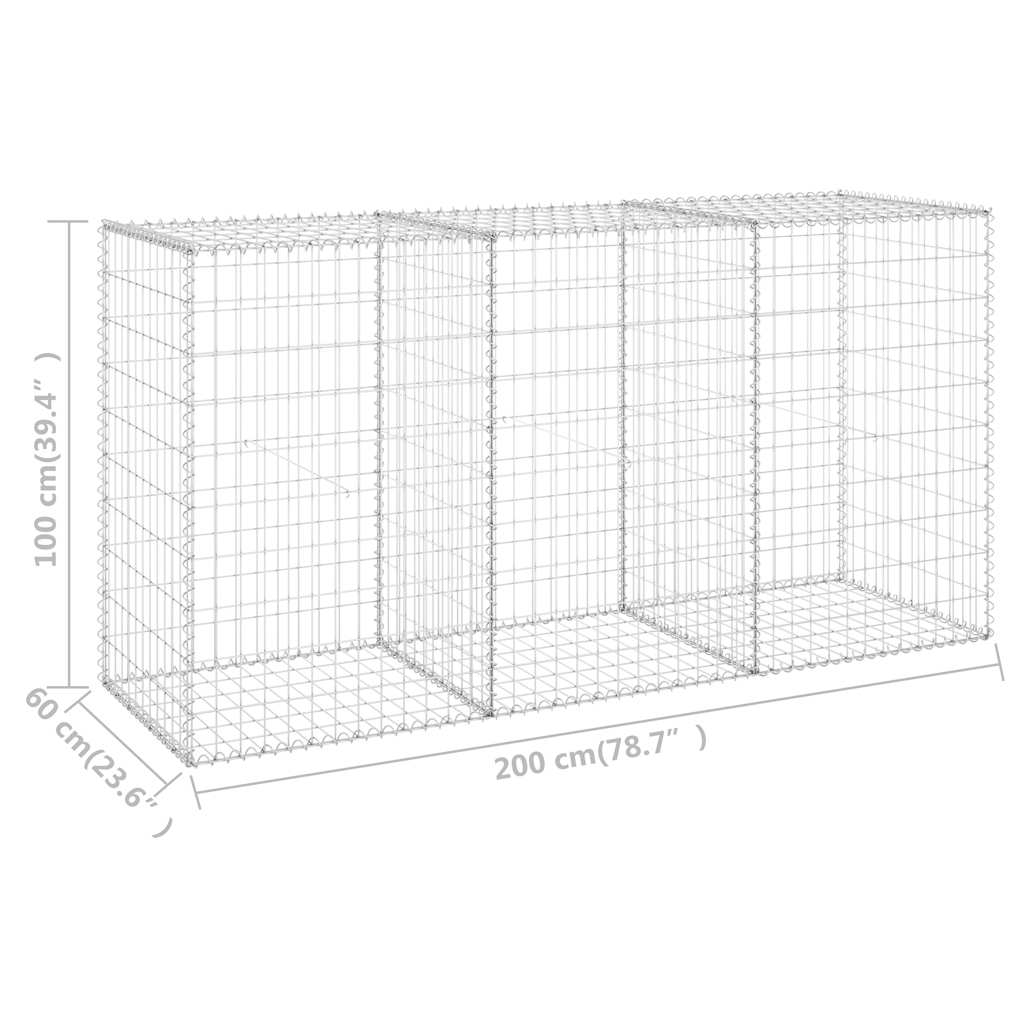 Συρματοκιβώτιο Τοίχος 200x60x100 εκ. Γαλβαν.Χάλυβας + Καλύμματα - PAKOBAZAAR