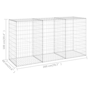 Συρματοκιβώτιο Τοίχος 200x60x100 εκ. Γαλβαν.Χάλυβας + Καλύμματα - PAKOBAZAAR