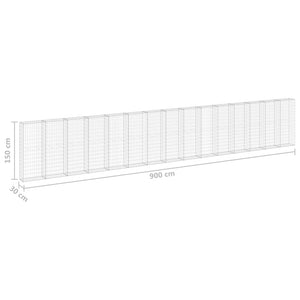Συρματοκιβώτιο Τοίχος 900x30x150 εκ. Γαλβαν.Χάλυβας + Καλύμματα - PAKOBAZAAR
