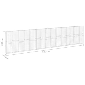Συρματοκιβώτιο Τοίχος 900x30x200 εκ. Γαλβαν.Χάλυβας + Καλύμματα - PAKOBAZAAR