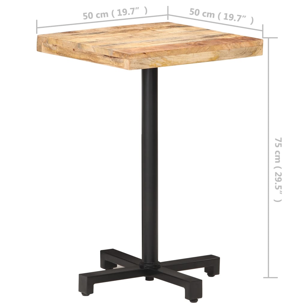 Τραπέζι Bistro Τετράγωνο 50x50x75 εκ. Ακατέργαστο Ξύλο Μάνγκο