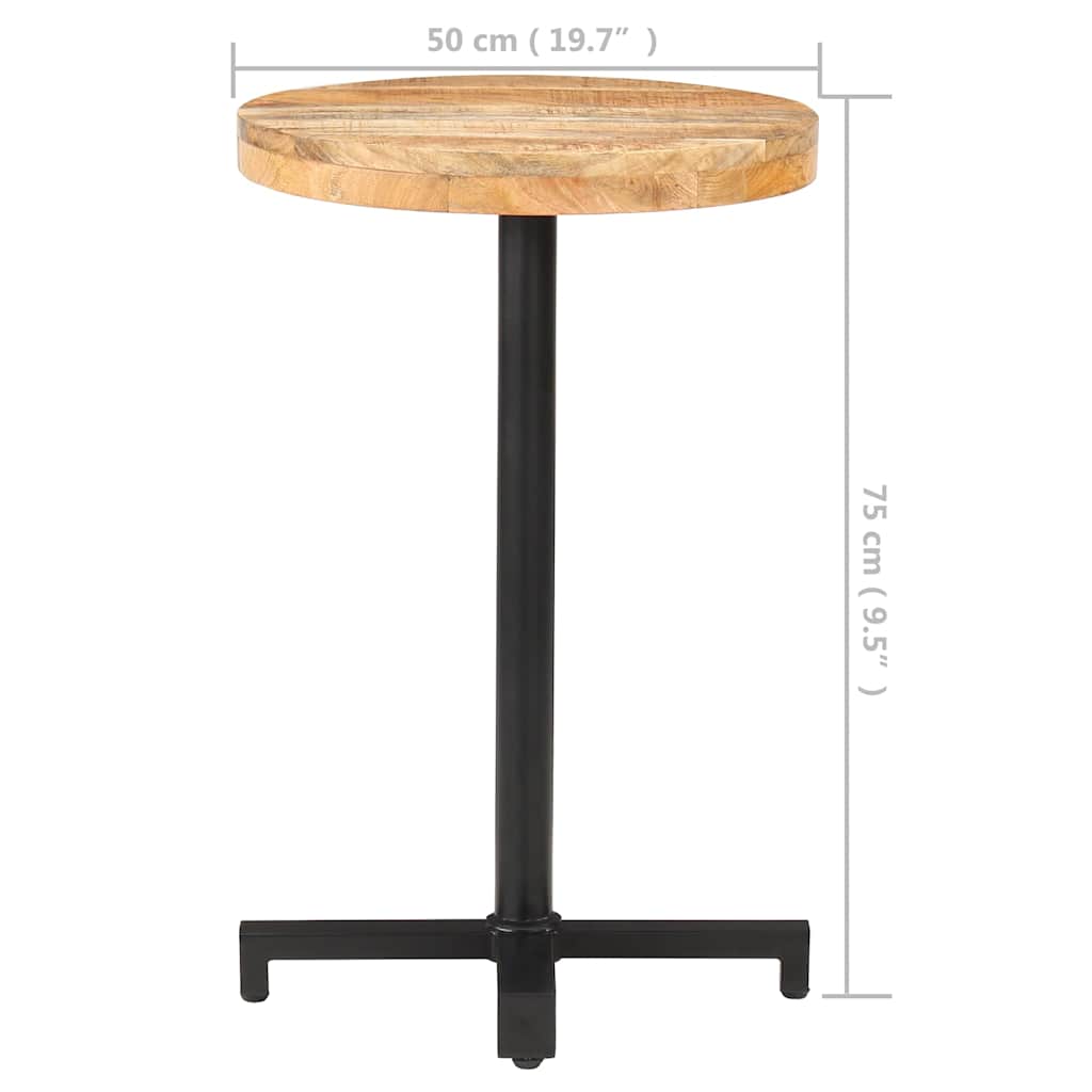 Τραπέζι Bistro Στρογγυλό Ø50 x 75 εκ. Ακατέργαστο Ξύλο Μάνγκο