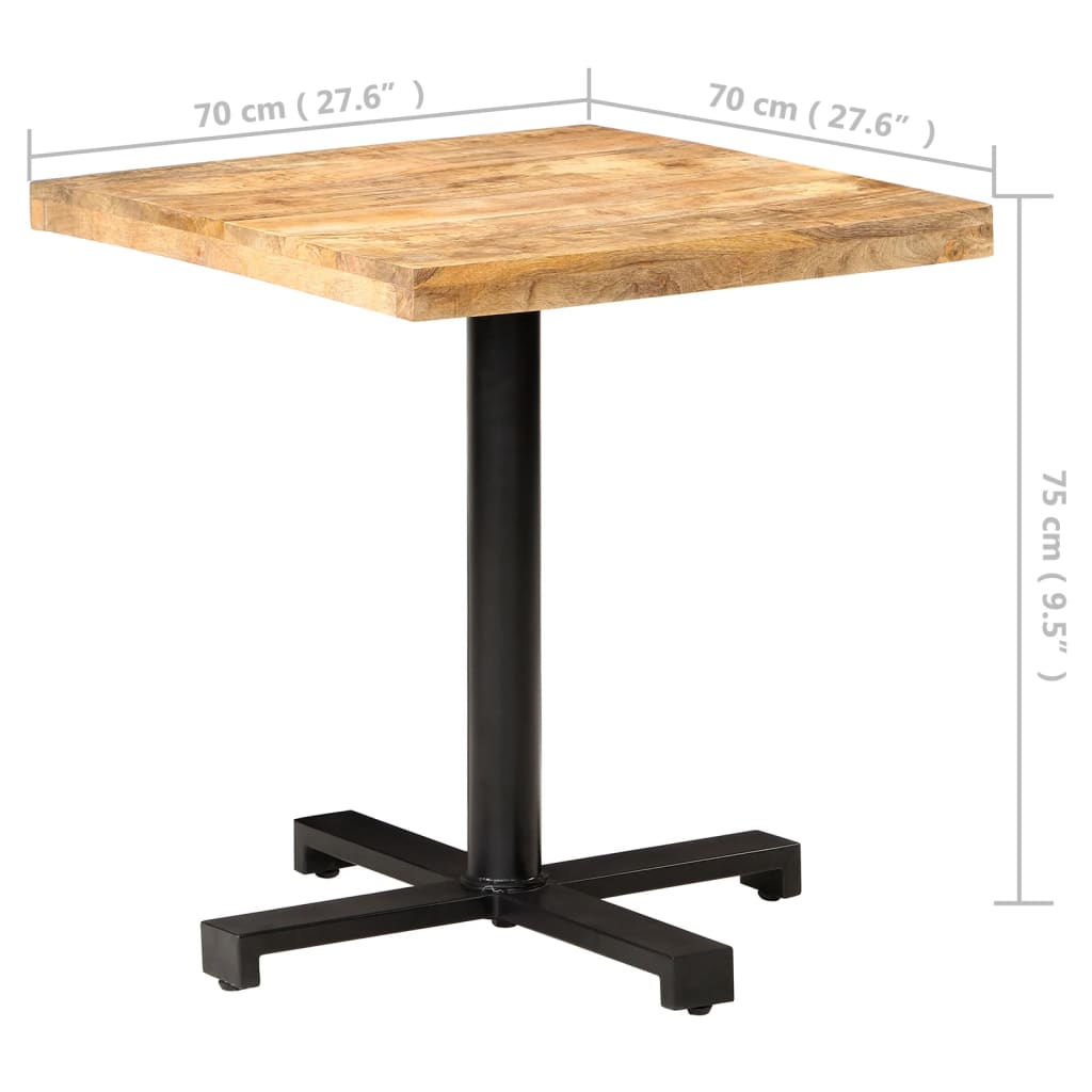 Τραπέζι Bistro Τετράγωνο 70x70x75 εκ. Ακατέργαστο Ξύλο Μάνγκο