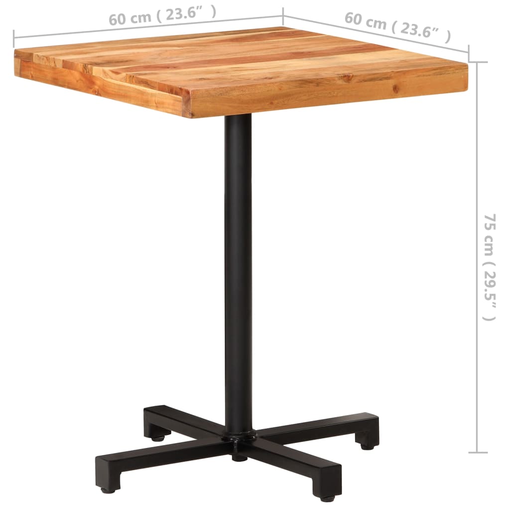 Τραπέζι Bistro Τετράγωνο 60 x 60 x 75 εκ. Μασίφ Ξύλο Ακακίας - Pakobazaar