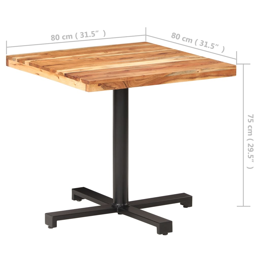 Τραπέζι Bistro Τετράγωνο 80 x 80 x 75 εκ. Μασίφ Ξύλο Ακακίας