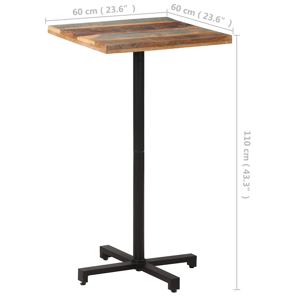 Τραπέζι Bistro Τετράγωνο 60x60x110 εκ. Μασίφ Ανακυκλωμένο Ξύλο