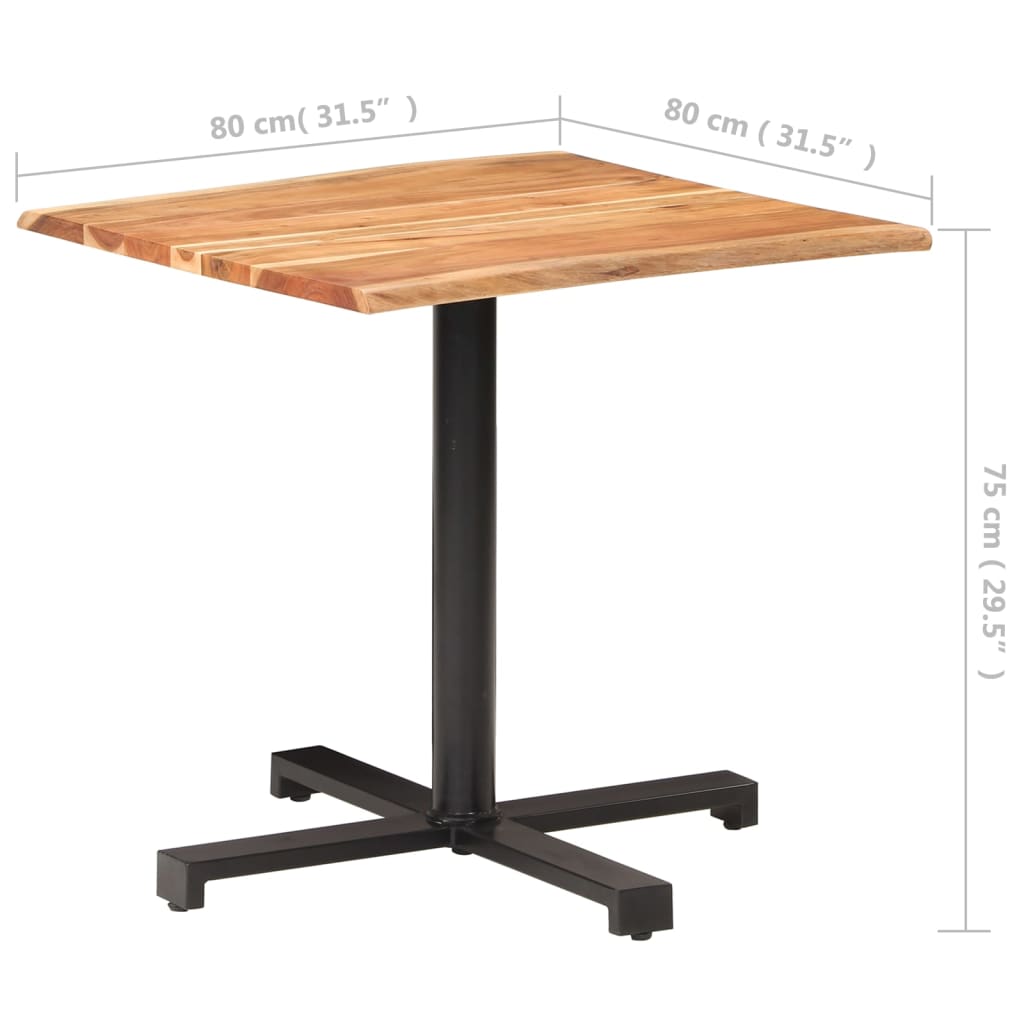 Τραπέζι Bistro Live Edge 80x80x75 εκ. από Μασίφ Ξύλο Ακακίας - Pakobazaar