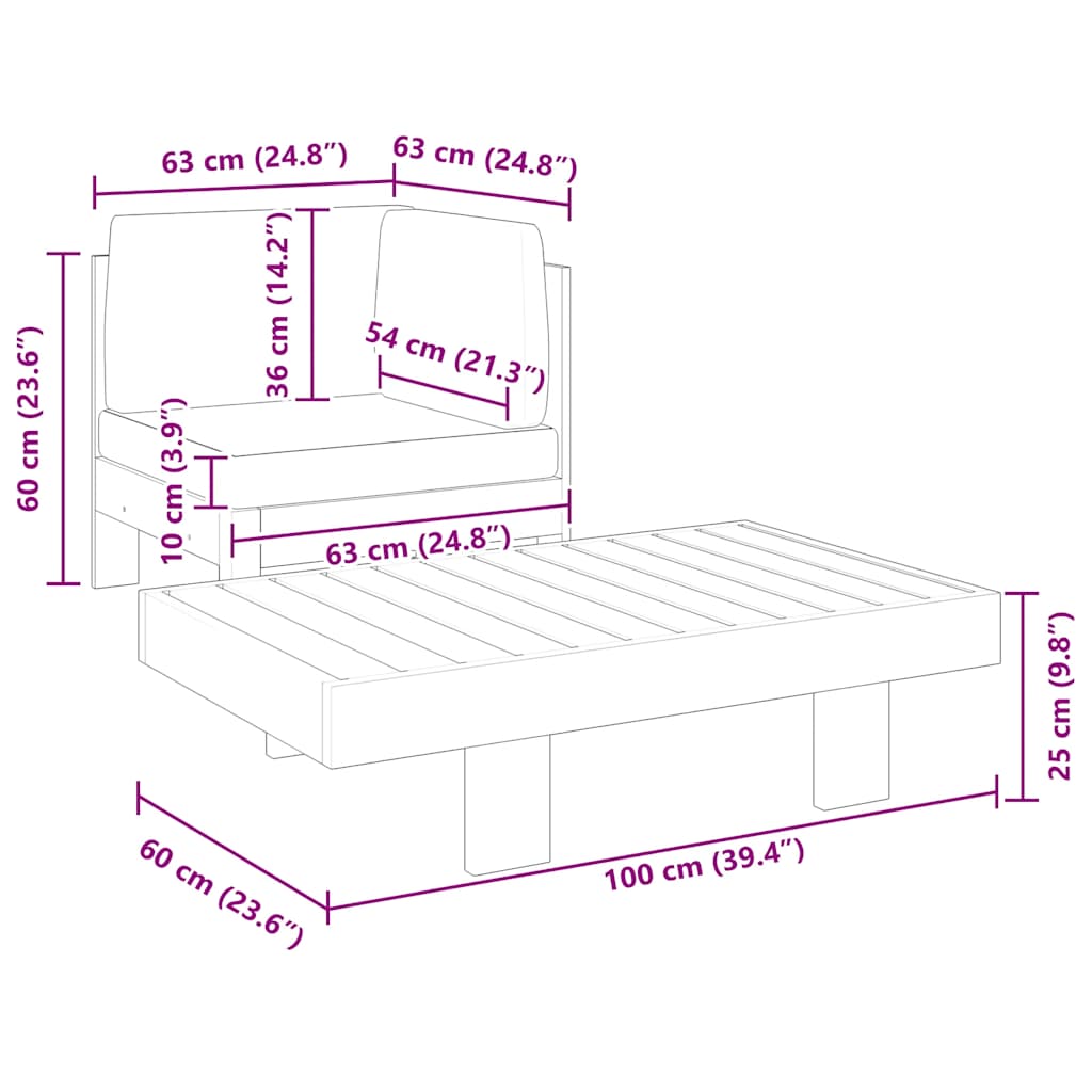 Σαλόνι Κήπου 2 Τεμαχίων από Ξύλο Ακακίας Σκούρα Γκρι Μαξιλάρια - PAKOBAZAAR