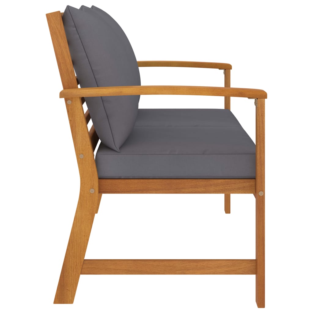 Παγκάκι Κήπου 120 εκ. από Μασίφ Ξύλο Ακακίας Σκ. Γκρι Μαξιλάρι