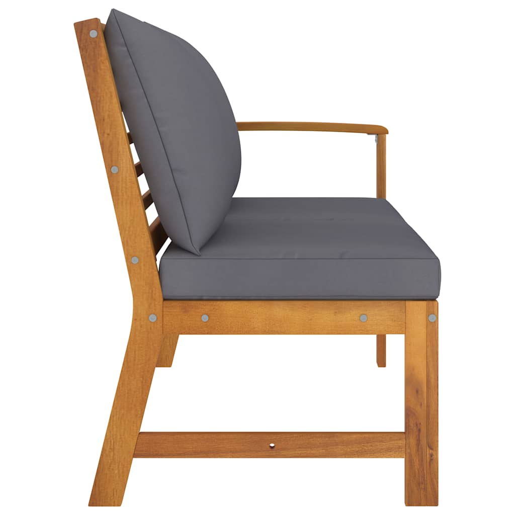 Παγκάκι Κήπου 114,5 εκ. Μασίφ Ξύλο Ακακίας Σκ. Γκρι Μαξιλάρια