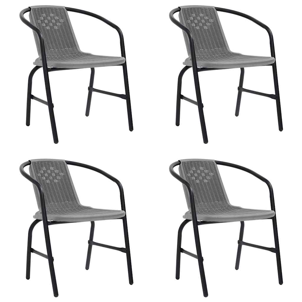 Καρέκλες Κήπου 4 τεμ. Πλαστικές από Ρατάν και Ατσάλι 110 κ.