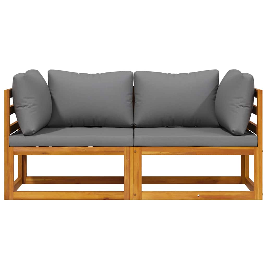 Γωνιακοί Καναπέδες Τμηματικοί 2 τεμ. με Σκούρα Γκρι Μαξιλάρια