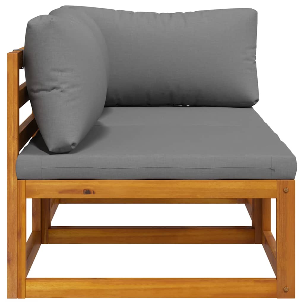 Σετ Καναπέδων 2 τεμ. Μασίφ Ξύλο Ακακίας με Σκ. Γκρι Μαξιλάρια