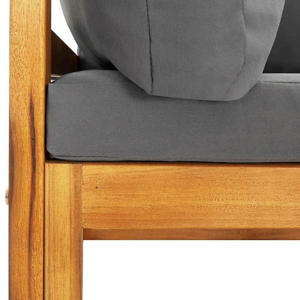 Σετ Καναπέδων 2 τεμ. Μασίφ Ξύλο Ακακίας με Σκ. Γκρι Μαξιλάρια