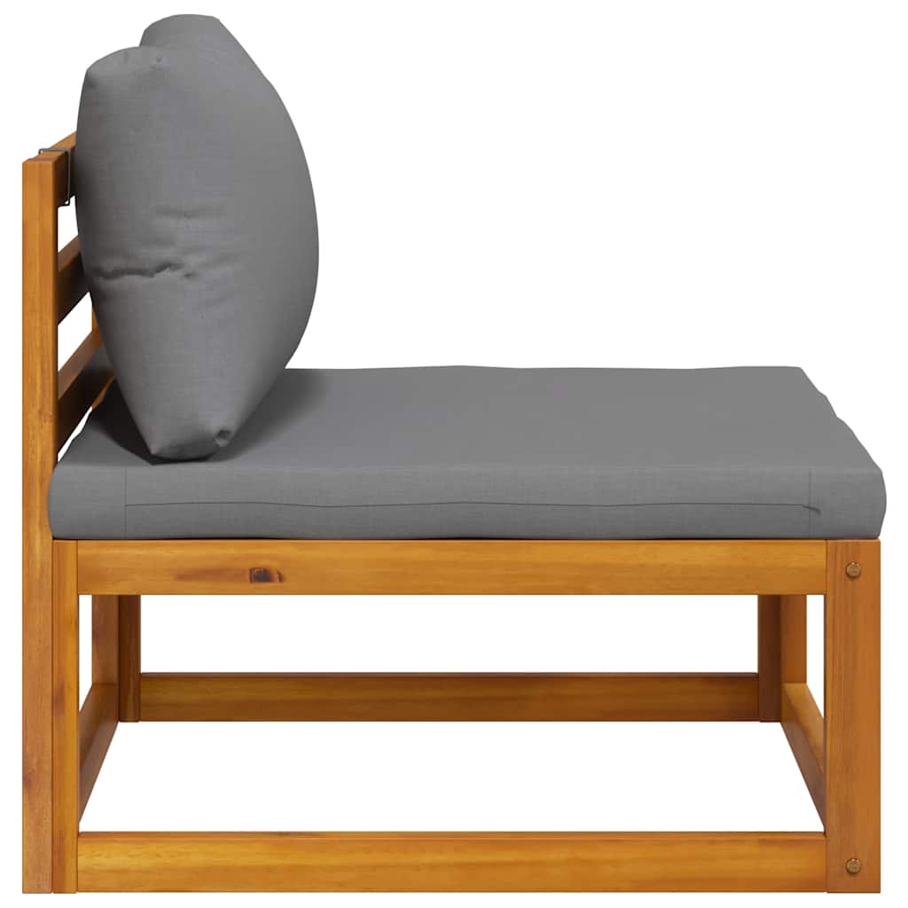 Καναπές Μεσαίος Τμηματικός Μασίφ Ξύλο Ακακίας Σκ. Γκρι Μαξιλάρι