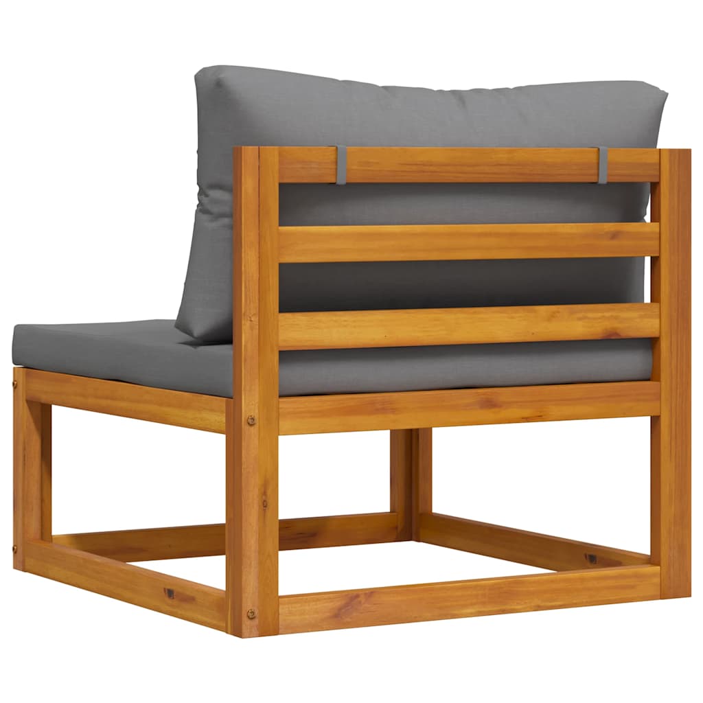 Καναπές Μεσαίος Τμηματικός Μασίφ Ξύλο Ακακίας Σκ. Γκρι Μαξιλάρι