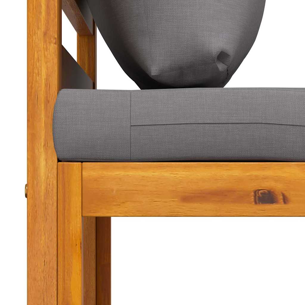 Καναπές Μεσαίος Τμηματικός Μασίφ Ξύλο Ακακίας Σκ. Γκρι Μαξιλάρι