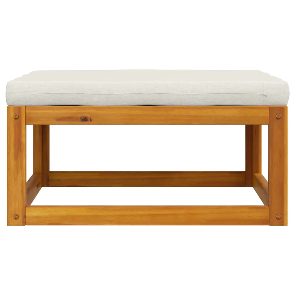 Υποπόδιο απο Μασίφ Ξύλο Ακακίας με Κρεμ Μαξιλάρι