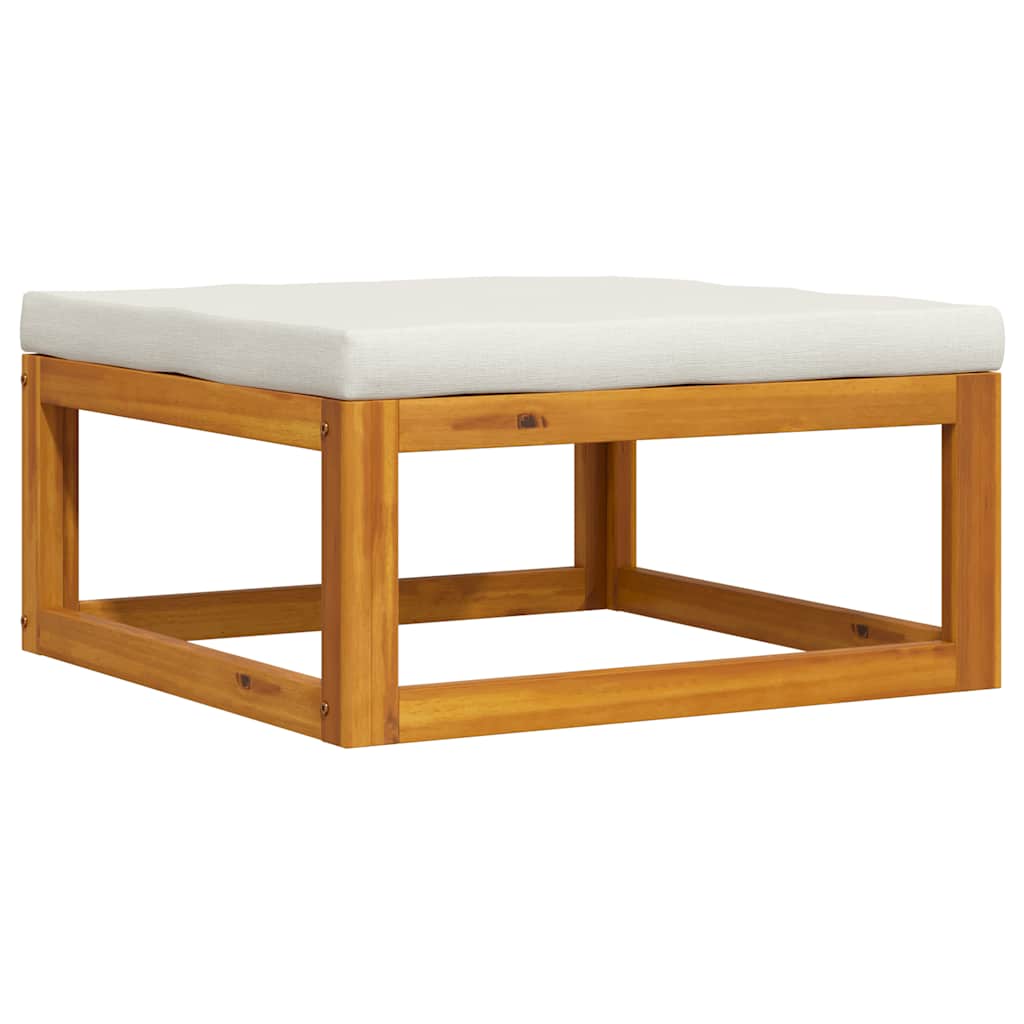 Υποπόδιο απο Μασίφ Ξύλο Ακακίας με Κρεμ Μαξιλάρι