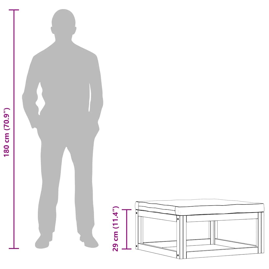 Υποπόδιο απο Μασίφ Ξύλο Ακακίας με Κρεμ Μαξιλάρι