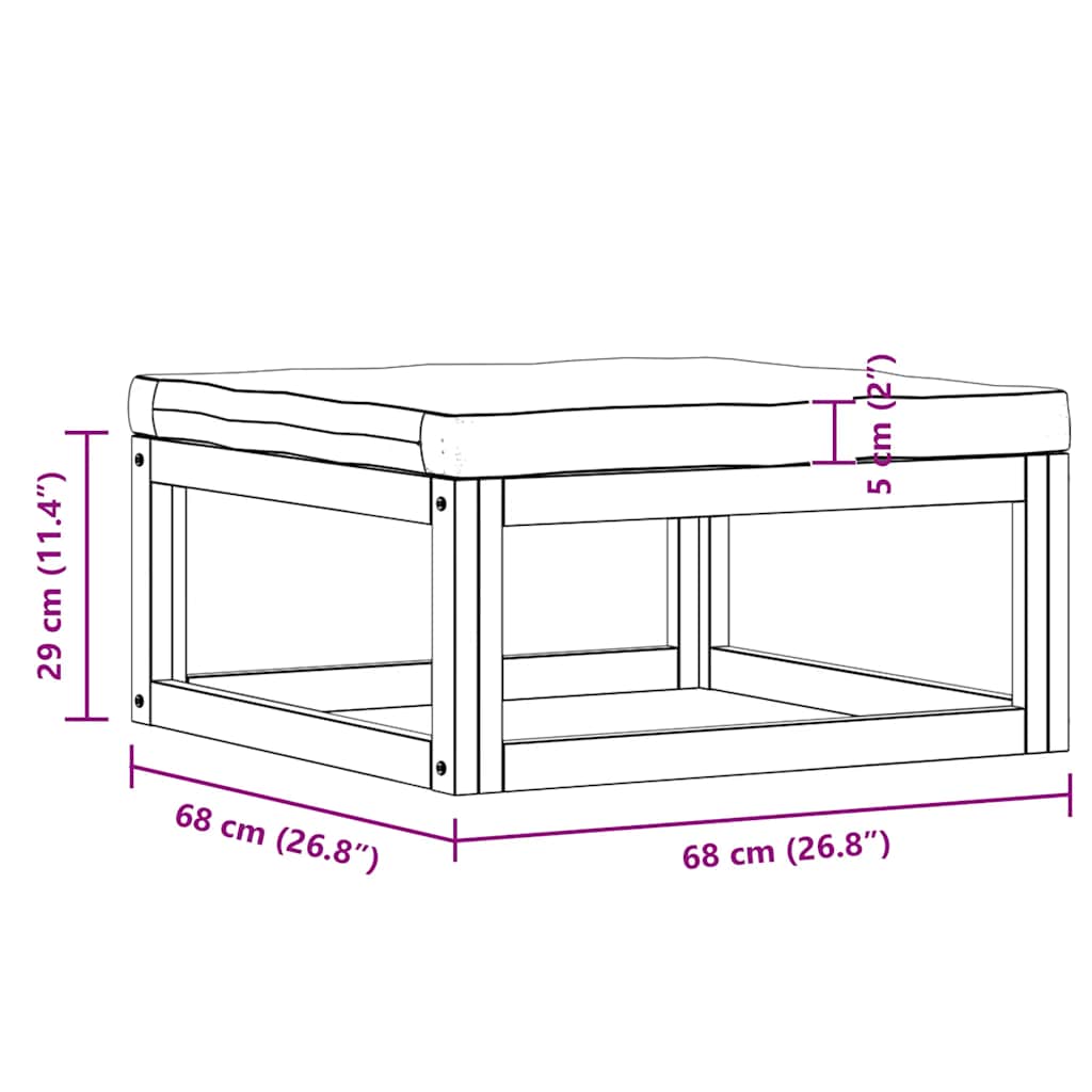 Υποπόδιο απο Μασίφ Ξύλο Ακακίας με Κρεμ Μαξιλάρι