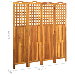 Διαχωριστικό Δωματίου 4 Πάνελ 161x2x170 εκ. Μασίφ Ξύλο Ακακίας - Pakobazaar
