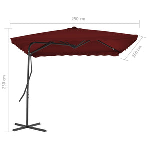 Ομπρέλα Κήπου Μπορντό 250x250x230 εκ. με Ατσάλινο Ιστό - Pakobazaar