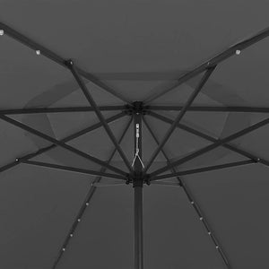 Ομπρέλα Κήπου με LED Ανθρακί 400 εκ. με Μεταλλικό Ιστό
