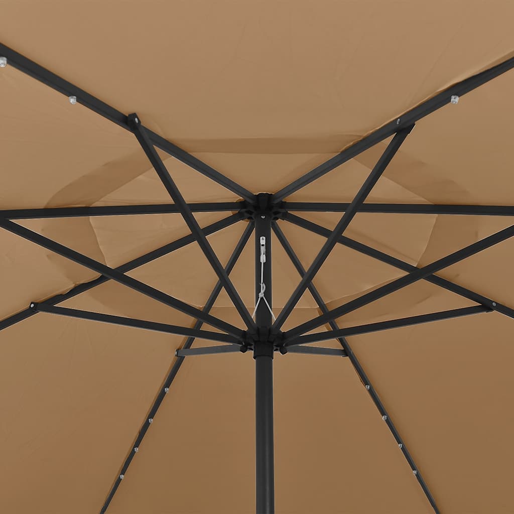 Ομπρέλα Κήπου με LED Taupe 400 εκ. με Μεταλλικό Ιστό - Pakobazaar