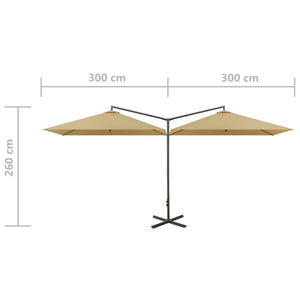 Ομπρέλα Κήπου Διπλή Taupe 600 x 300 εκ. με Ατσάλινο Ιστό - Pakobazaar