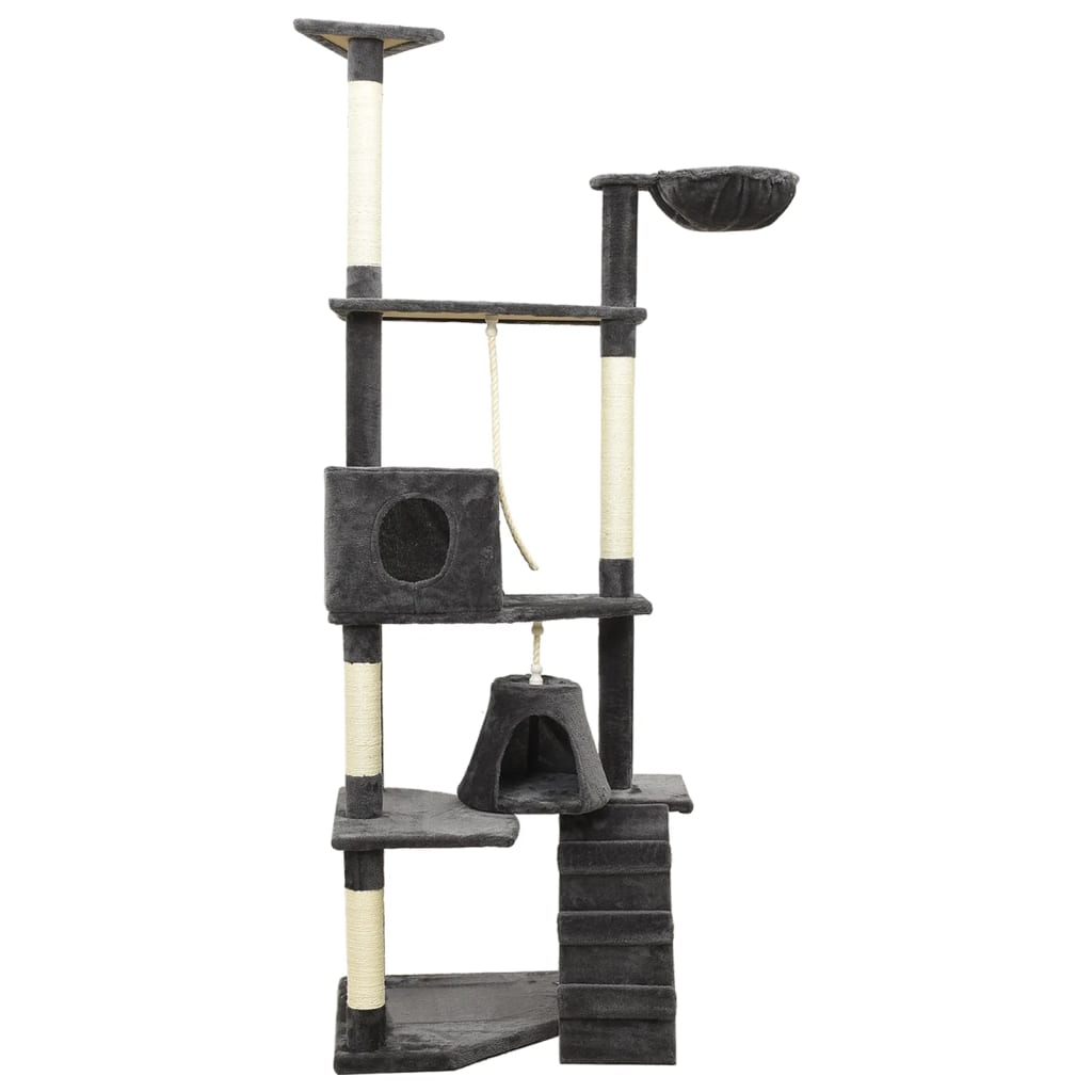 Γατόδεντρο Σκ. Γκρι 191εκ με Στύλους Ξυσίματος από Σχοινί Σιζάλ - Pakobazaar
