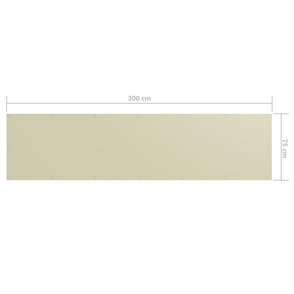 Διαχωριστικό Βεράντας Κρεμ 75 x 300 εκ. Ύφασμα Oxford - PAKOBAZAAR