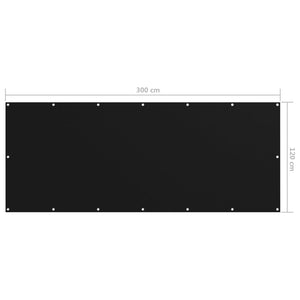 Διαχωριστικό Βεράντας Μαύρο 120 x 300 εκ. Ύφασμα Oxford - PAKOBAZAAR