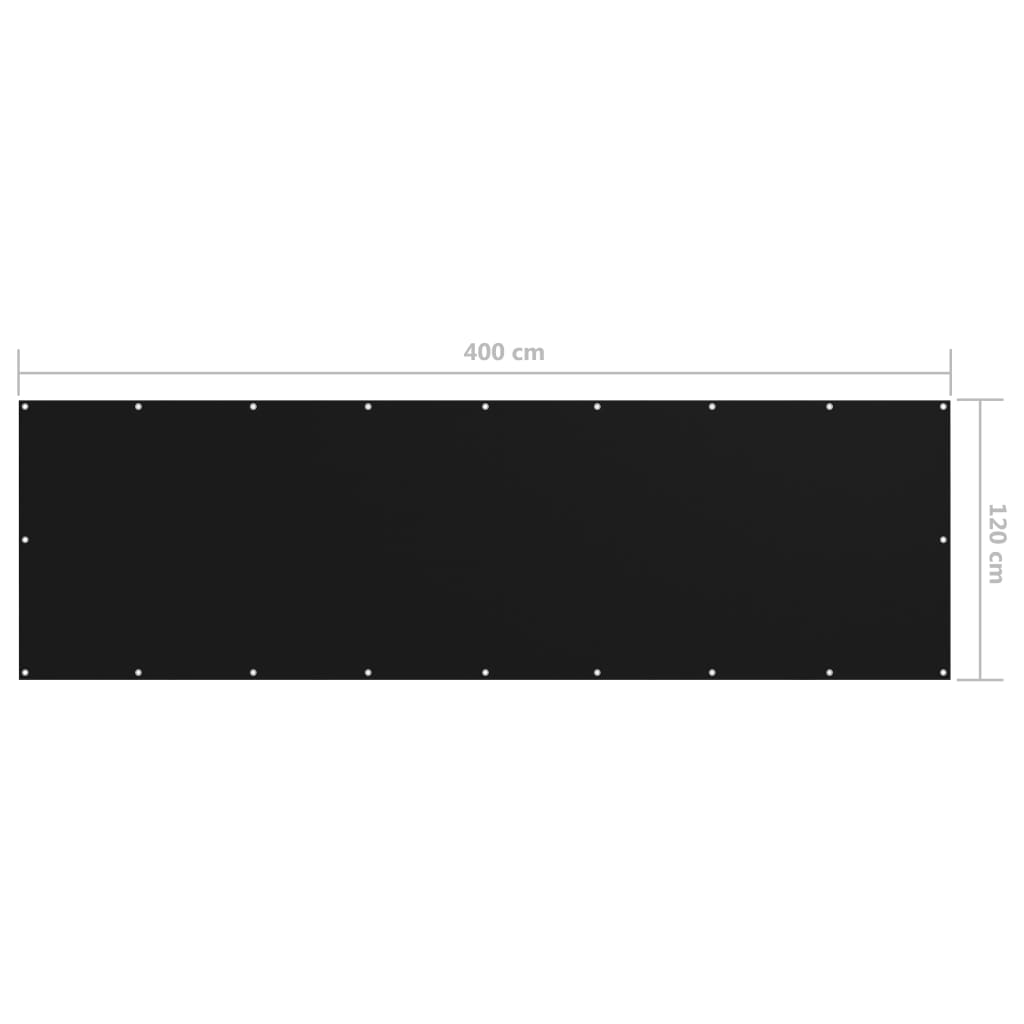 Διαχωριστικό Βεράντας Μαύρο 120 x 400 εκ. Ύφασμα Oxford - PAKOBAZAAR