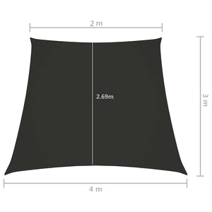 Πανί Σκίασης Τρίγωνο Ανθρακί 2/4 x 3 μ. από Ύφασμα Oxford - Pakobazaar