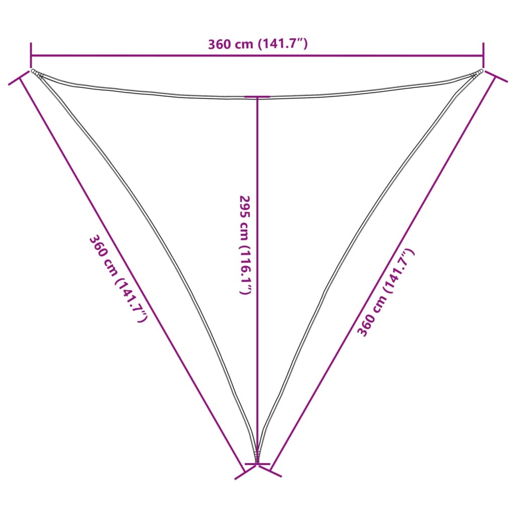 Πανί Σκίασης Τρίγωνο Λευκό 3,6 x 3,6 x 3,6 μ. Ύφασμα Oxford - PAKOBAZAAR