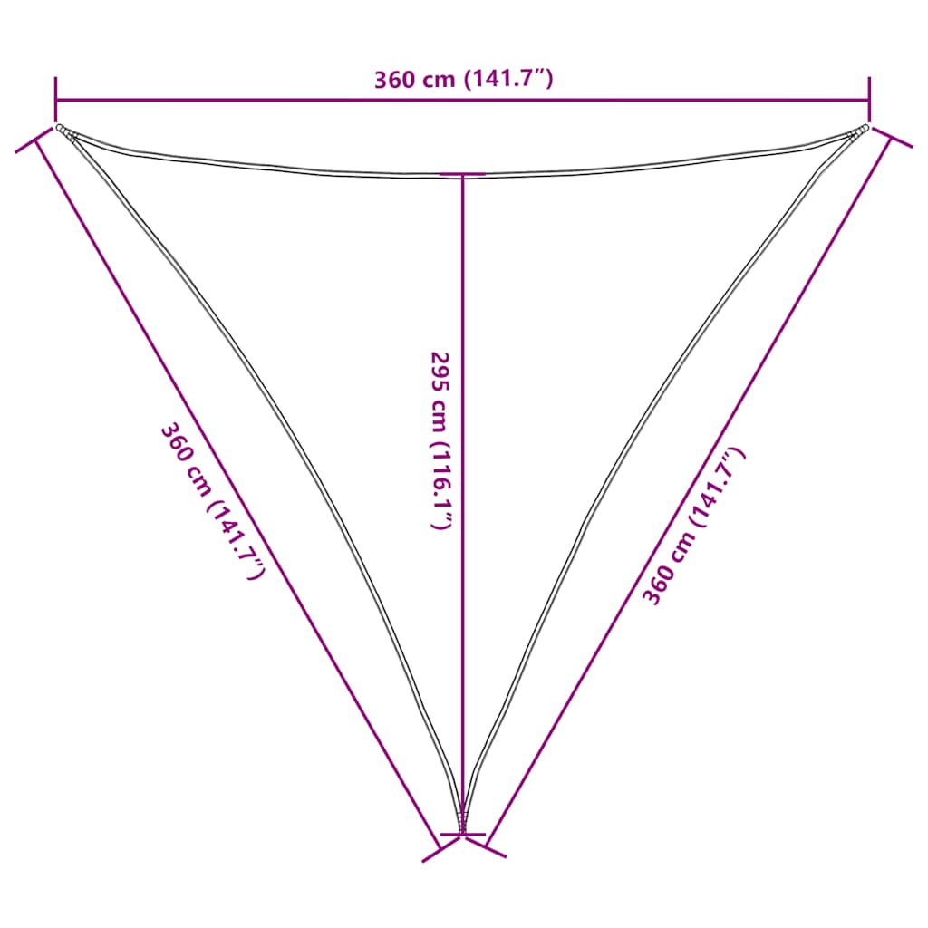Πανί Σκίασης Τρίγωνο Μαύρο 3,6 x 3,6 x 3,6 μ. Ύφασμα Oxford - Pakobazaar