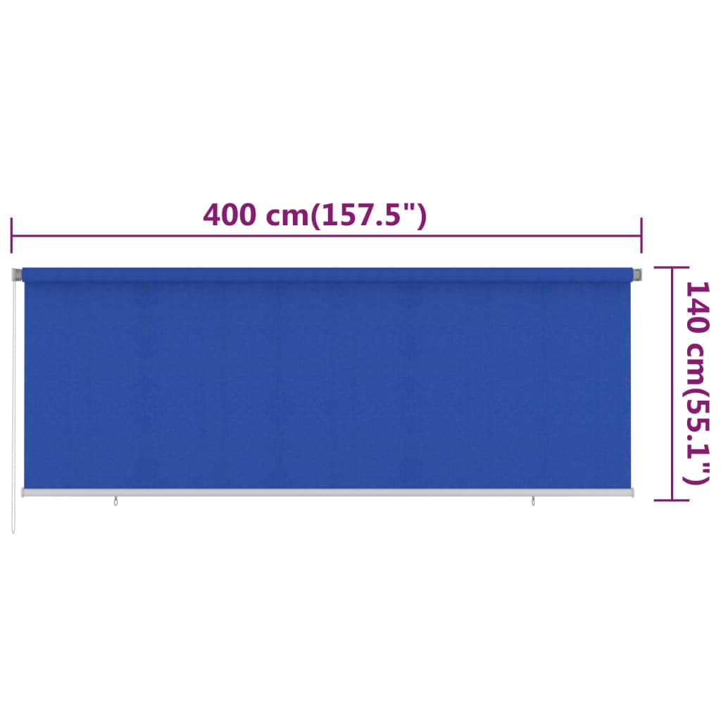 Στόρι Σκίασης Ρόλερ Εξωτερικού Χώρου Μπλε 400 x 140 εκ. HDPE - Pakobazaar