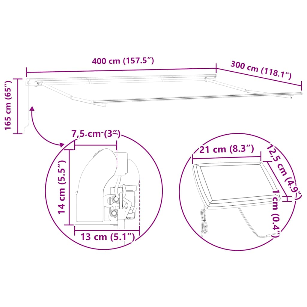 Σκελετός Τέντας Λευκό 400 x 300 εκ Αλουμίνιο