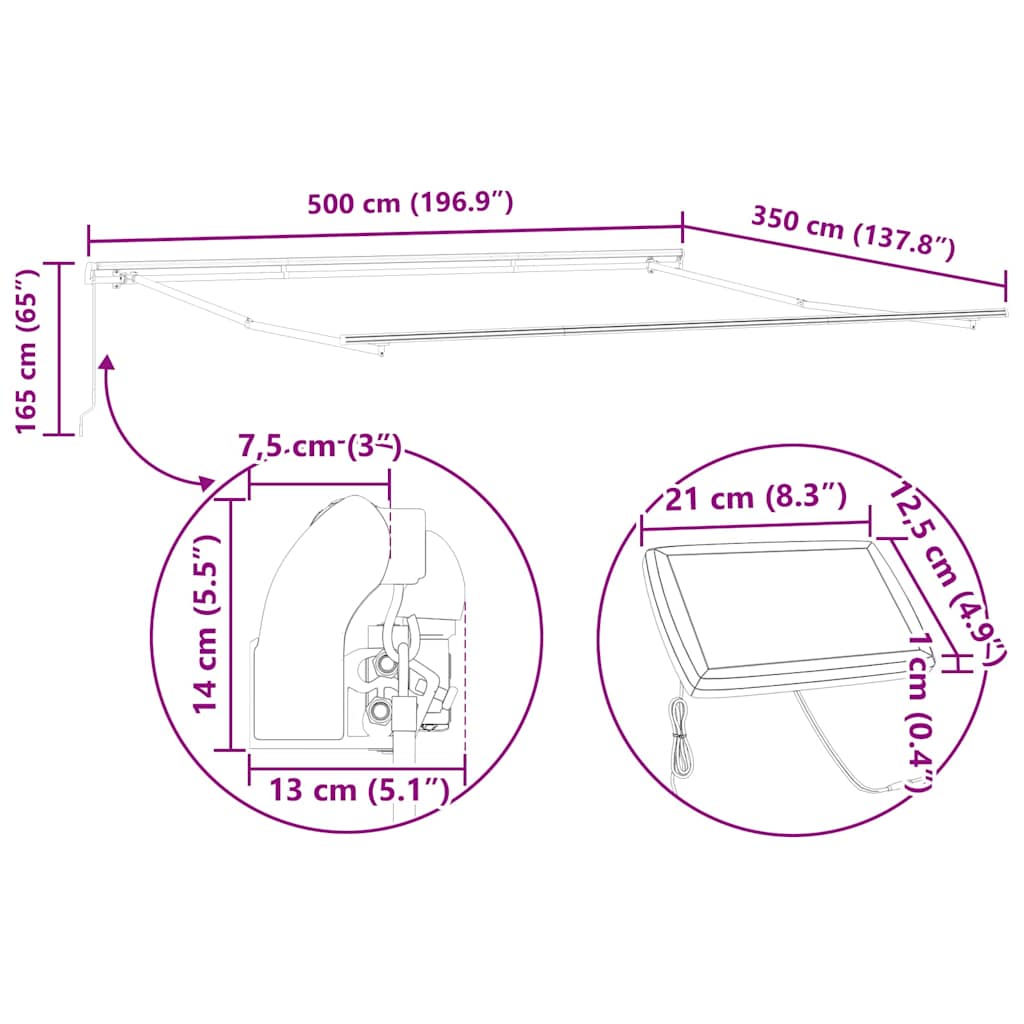 Σκελετός Τέντας Λευκό 500 x 350 εκ Αλουμίνιο