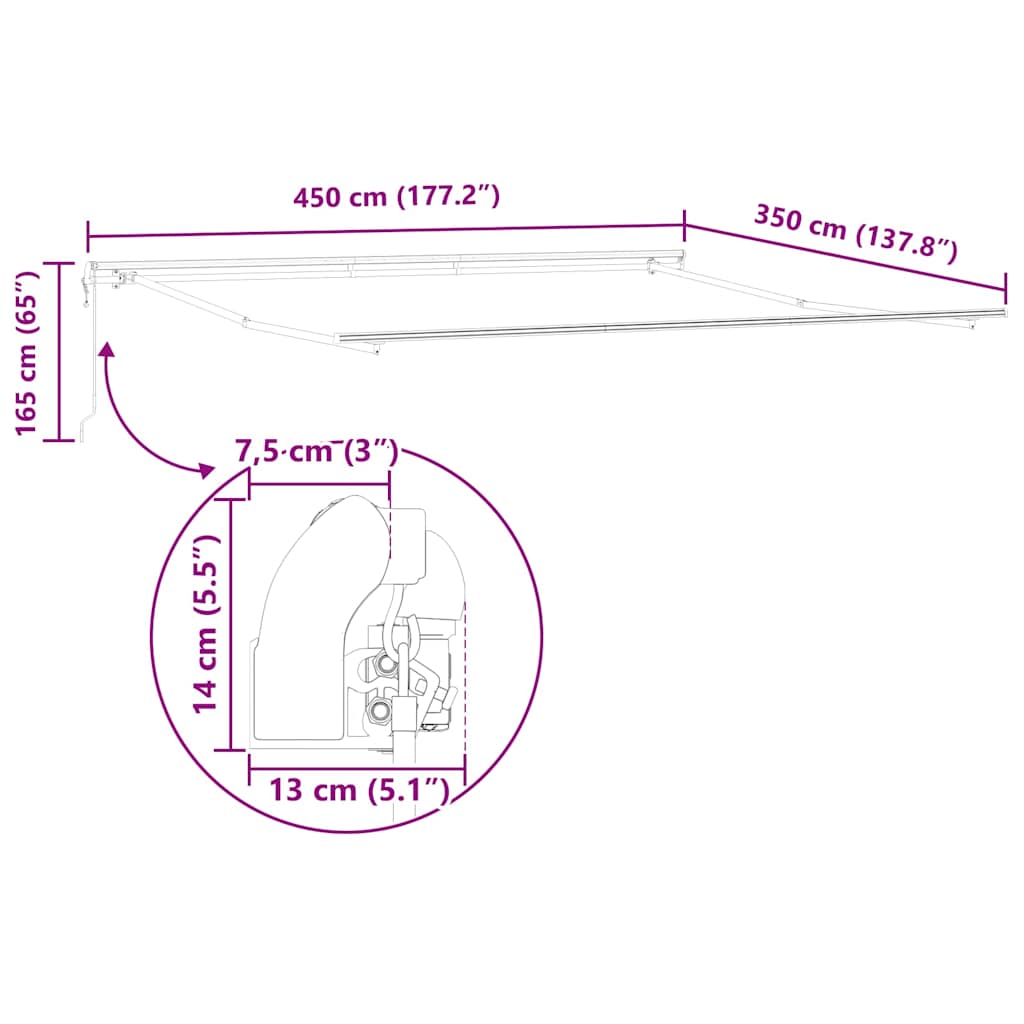 Σκελετός Τέντας Λευκό 450 x 350 εκ Αλουμίνιο
