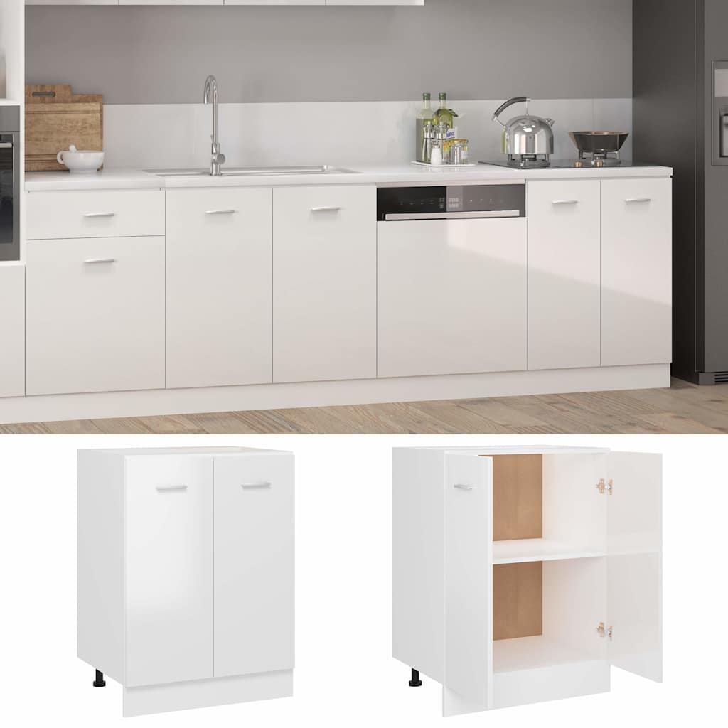 Ντουλάπι Δαπέδου Lyon Γυαλιστερό Λευκό 60x46x81,5εκ. Επεξ. Ξύλο