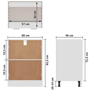 Ντουλάπι Δαπέδου Lyon Γυαλιστερό Λευκό 60x46x81,5εκ. Επεξ. Ξύλο