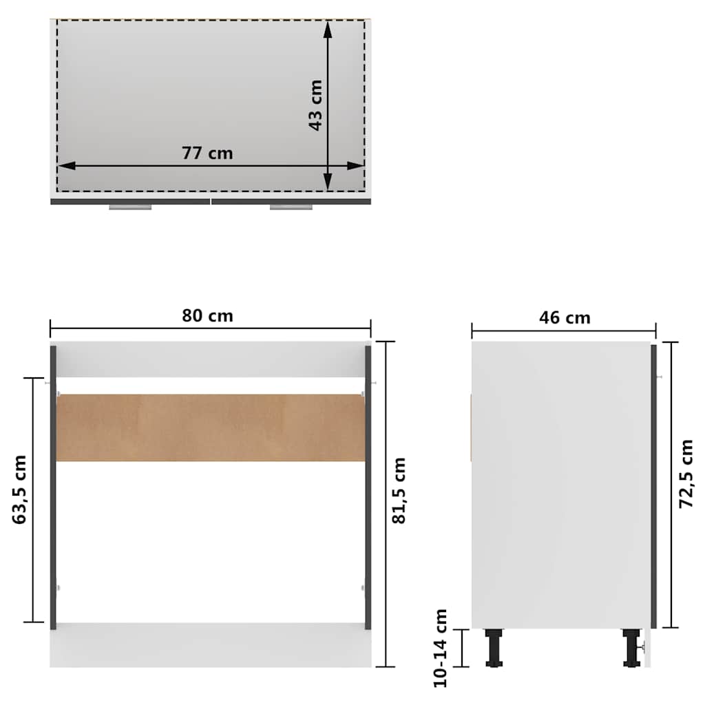Ντουλάπι Νεροχύτη Lyon Γκρι 80x46x81,5 εκ. Μοριοσανίδα