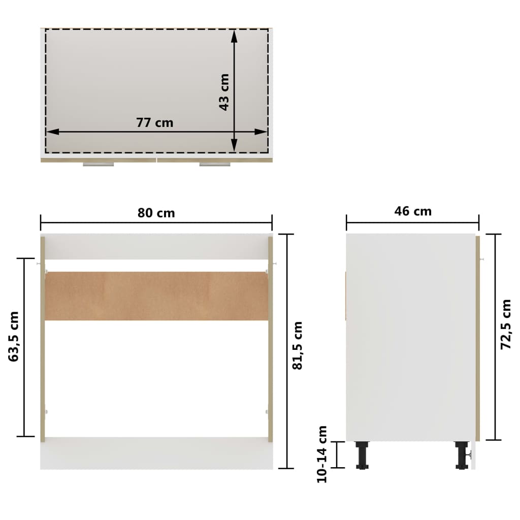 Ντουλάπι Νεροχύτη Sonoma Δρυς 80 x 46 x 81,5 εκ. Επεξ. Ξύλο