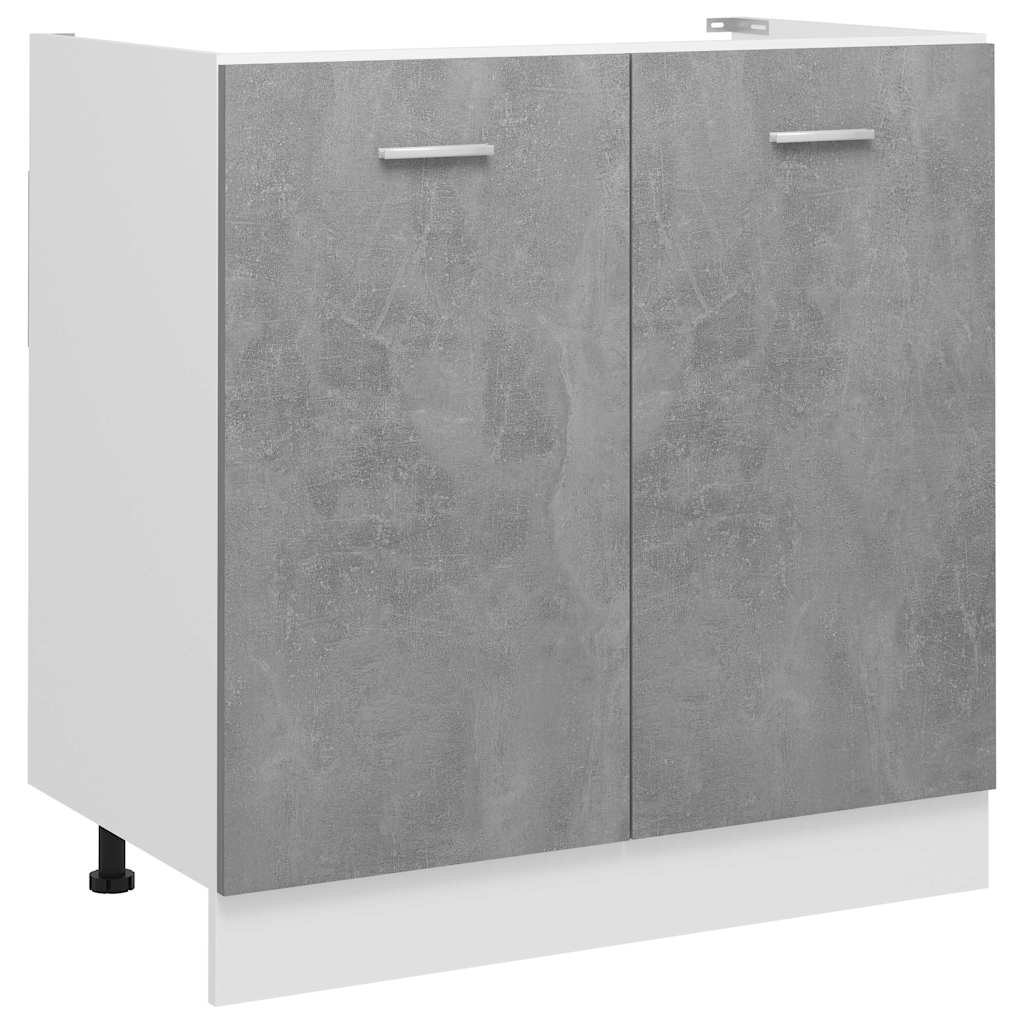 Ντουλάπι Νεροχύτη Γκρι Σκυροδέματος 80x46x81,5 εκ. Επεξ. Ξύλο