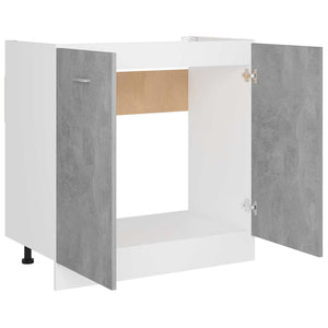 Ντουλάπι Νεροχύτη Γκρι Σκυροδέματος 80x46x81,5 εκ. Επεξ. Ξύλο