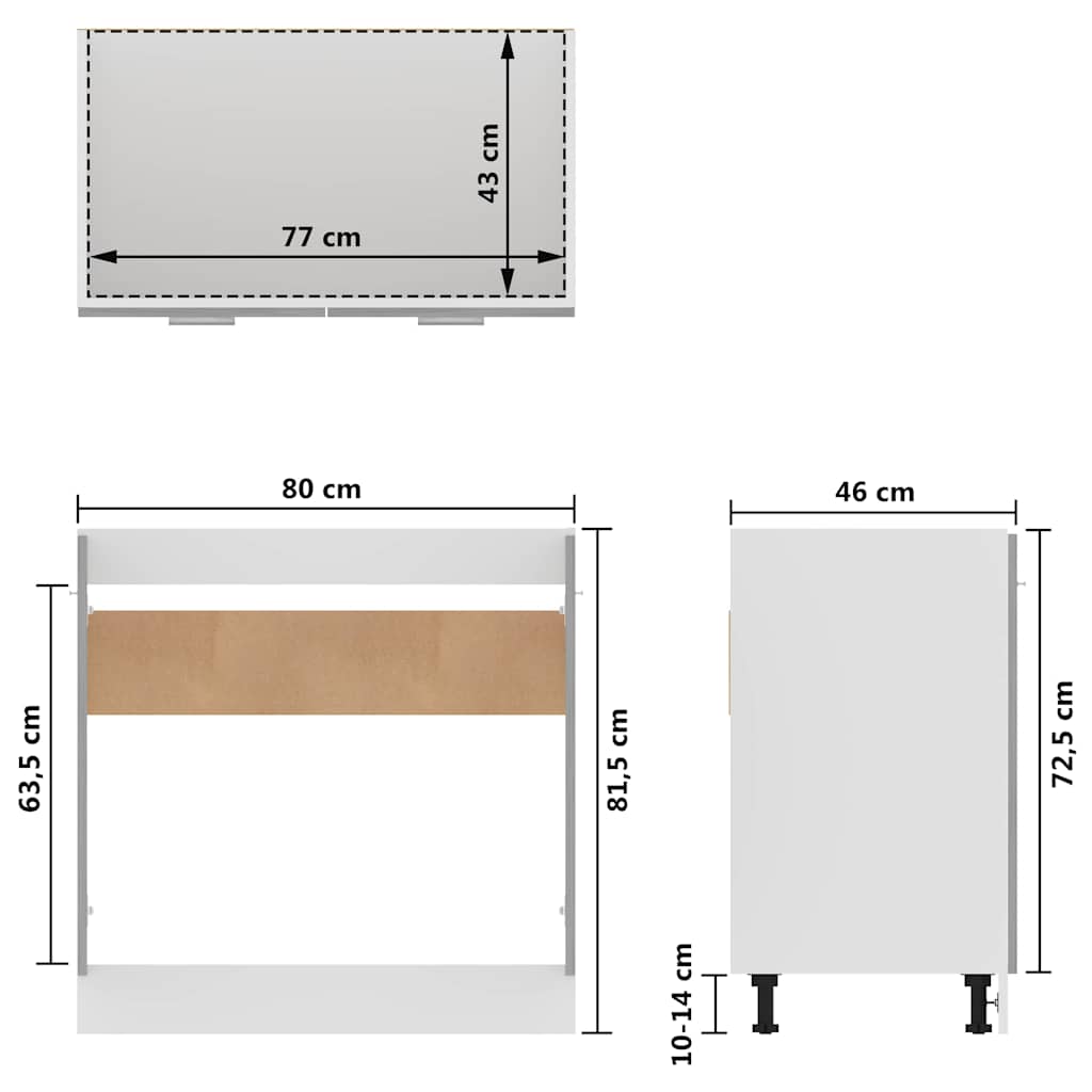 Ντουλάπι Νεροχύτη Γκρι Σκυροδέματος 80x46x81,5 εκ. Επεξ. Ξύλο